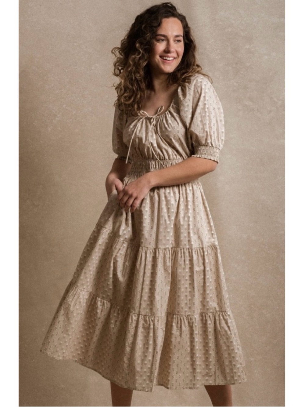 Neuflora Odette Floral Tiered Cotton Dress Large